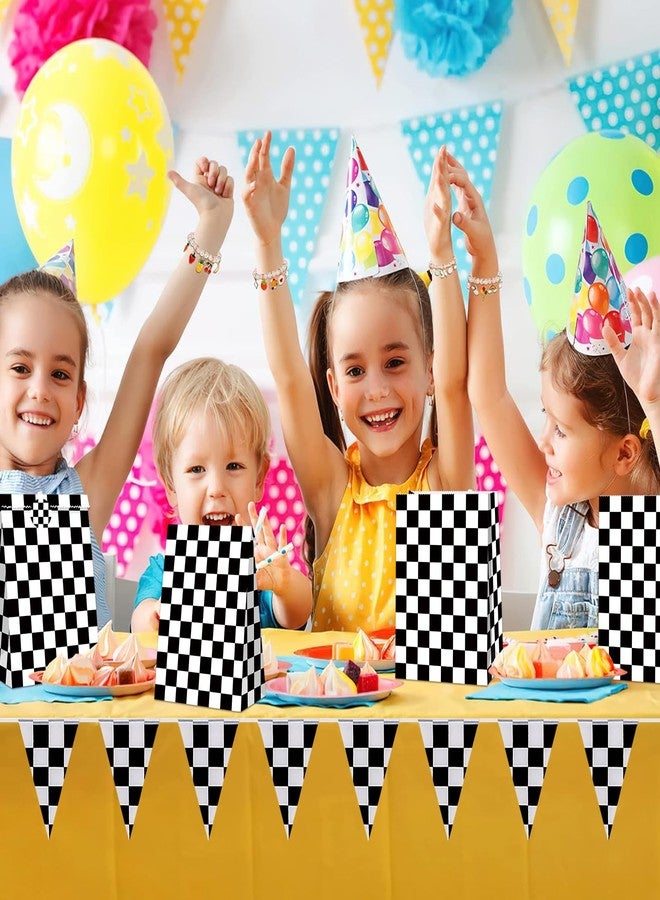 BQC 32Pcs Racecar Party Bags Race Car Goodie Bags Black and White Checkered Gift Bags Racing Birthday Party Supplies Two Fast Birthday Decorations Checkered Flag Party Supplies - Image 4